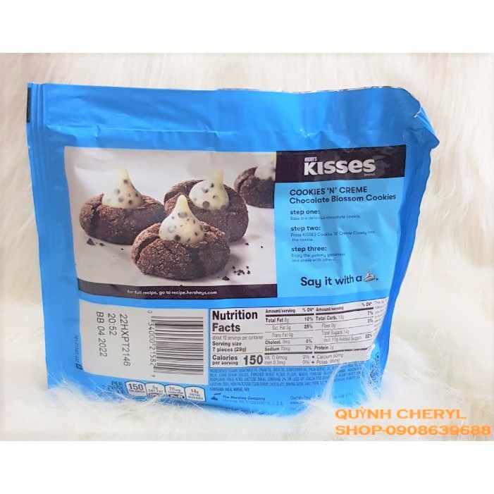 Kẹo Chocolate Hershey's Kisses nhiều hương vị (hạnh nhân, kem sữa, ...(date 2022))