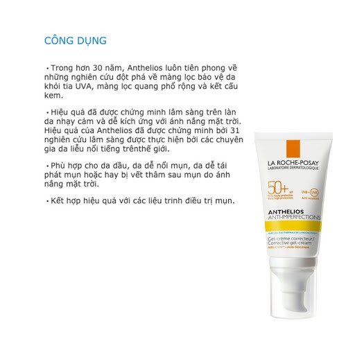 Kem chống nắng La Roche Posay Anthelios Anti Imperfections chuyên dụng cho da dầu mụn - MnB Store | BigBuy360 - bigbuy360.vn