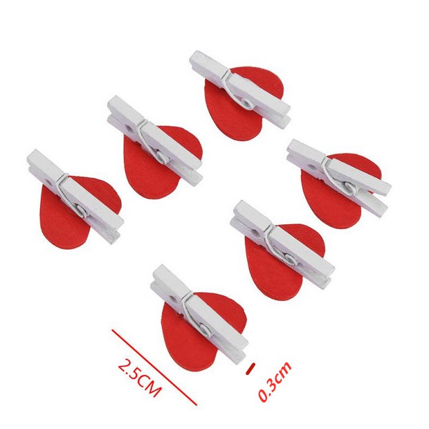 Set 20 Kẹp Ảnh Gỗ Hình Trái Tim Nhỏ Xinh Xắn