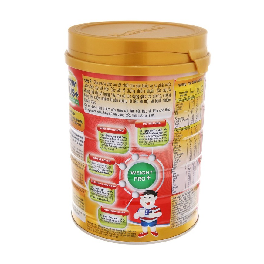 (Mẫu mới)(Có Thẻ Cào) Sữa bột Nutifood GrowPlus+ đỏ lon 900g cho trẻ suy dinh dưỡng trên 1 tuổi