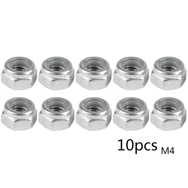 Set 10 Đai Ốc Lục Giác M3 / M4 / M5 Tự Khóa Chất Liệu Nylon