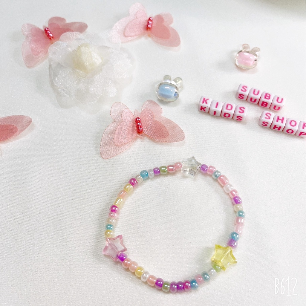 Vòng tay, lắc tay hạt cườm hanmade pastel vintage phong cách Hàn Quốc siêu dễ thương