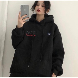 Áo Hoodie unisex in Lá Thư - màu Đen