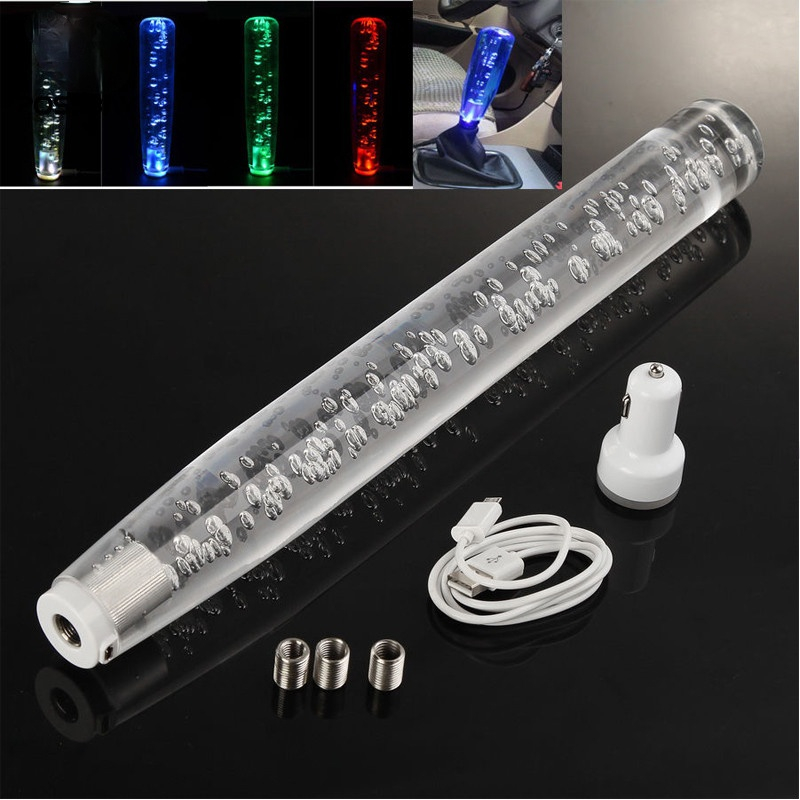 Cần Sang Số Xe Hơi Có Đèn LED Hình Bong Bóng Pha Lê Màu Gradient 10 / 15 / 20 / 25 / 30CM