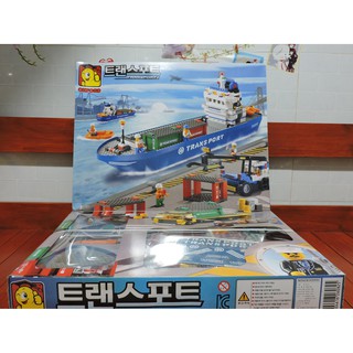 Bộ Lắp Ráp  Lego OXFORD Mô Hình Tàu Trở Hàng Container Và Bến Cảng