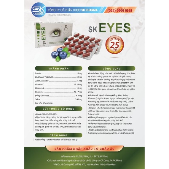 SK EYES – VIÊN UỐNG BỔ MẮT ĐẾN TỪ ITALIA