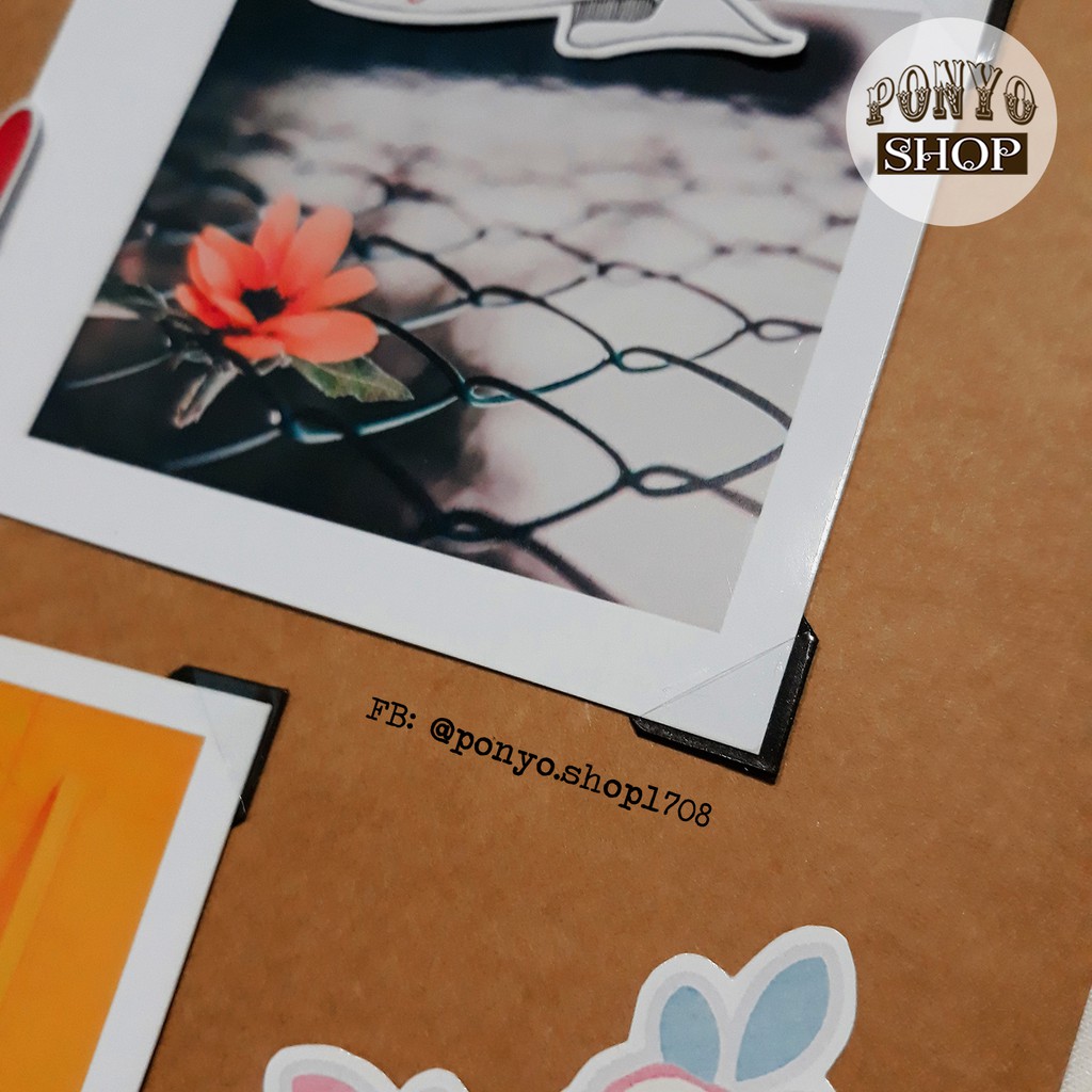 Sticker góc ảnh trong suốt nền đen trang trí Scrapbook/album ảnh