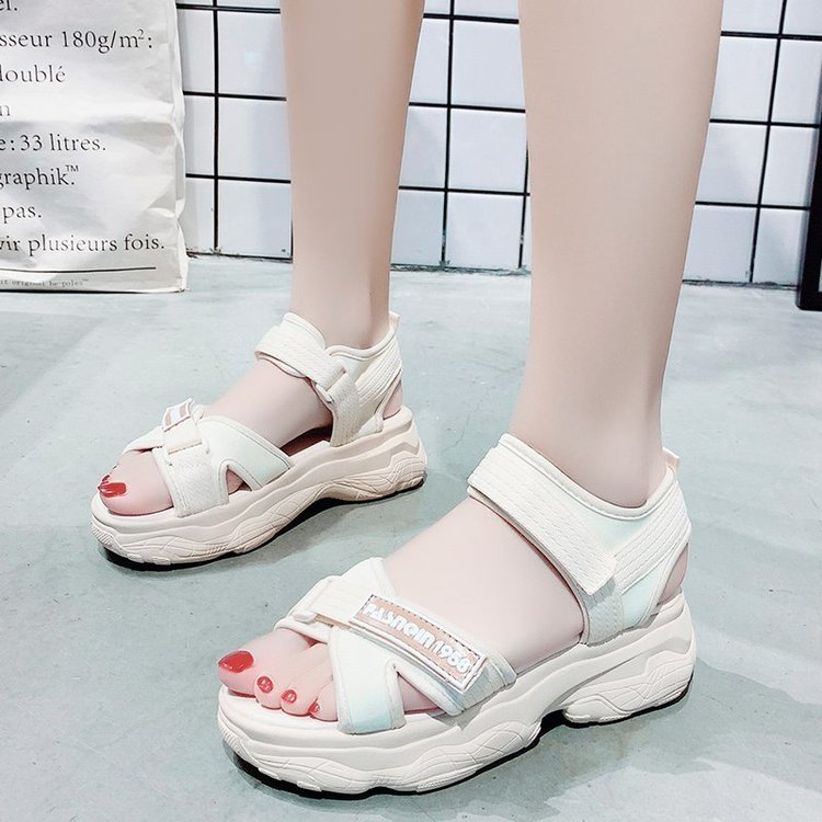 Thick Bottom Cross Strap Velcro Sports Sandals for Women sandal nữ | BigBuy360 - bigbuy360.vn