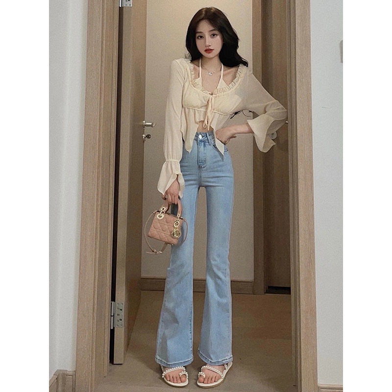 Quần Jeans Lửng Lưng Cao Phong Cách Retro Thời Trang Cho Nữ