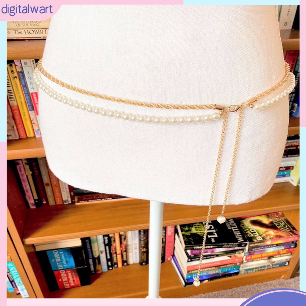 {digitalwart} Chuỗi Đeo Hông Đính Ngọc Trai Trắng Tinh Tế Cổ Điển Dễ Phối Đồ Đi Tiệc Tinh Tế Đẹp Mắt
