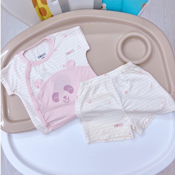 Bộ cài chéo cộc tay Panda cho bé từ sơ sinh
