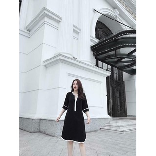 Váy bầu đen viền trắng
