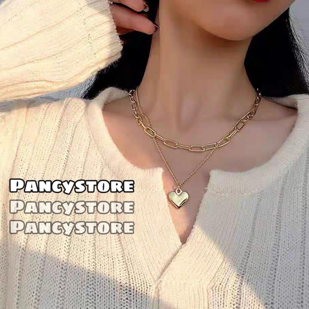 dây chuyền vòng cổ trái tim 2 lớp