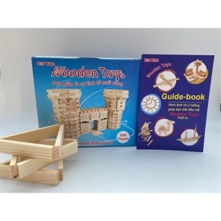 Bộ xếp hình Wooden Toys 200 thanh gỗ Cao Cấp