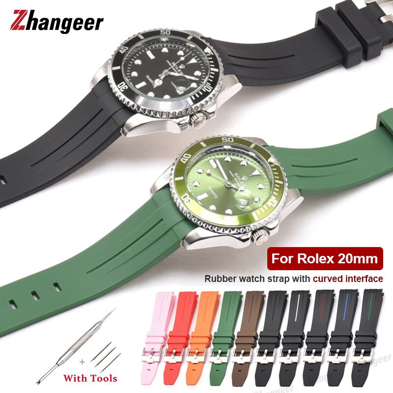 Bộ dây đeo đồng hồ ROLEX thay thế bằng cao su silicon 20mm 22mm 21mm với dụng cụ và ghim cài cho nam