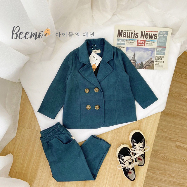 Bộ Vest Cho Bé | Set Vest Nhung Chéo 4 Khuy Bé Trai, Phong Cách Hàn Quốc Siêu Cute Cho Bé Yêu Hàng Quảng Châu Cao Cấp