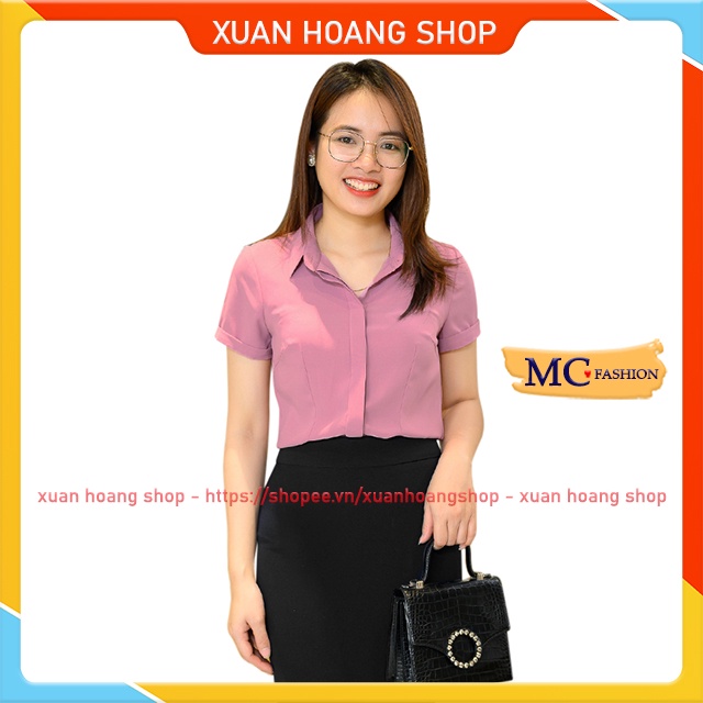 Áo Sơ Mi Nữ Đẹp Kiểu Dáng Công Sở Mc Fashion Ngắn Cộc Tay, Màu Trắng, Đen, Đỏ, Hồng, Tím, Xanh Công Đoàn A688