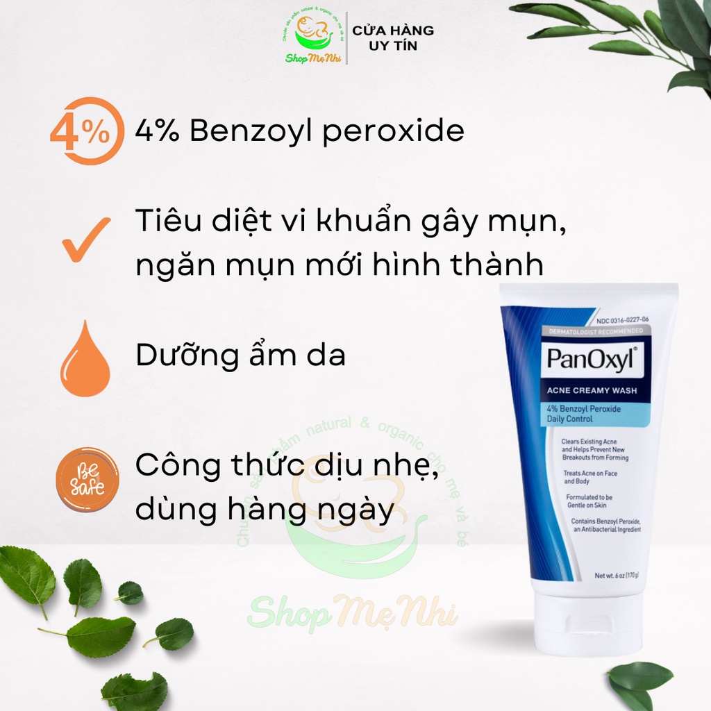 Sữa rửa mặt giảm mụn, kháng khuẩn PanOxyl acnes foaming wash 4% Benzoyl peroxide.