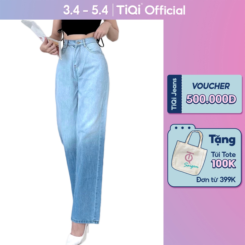 Quần bò ống rộng nữ cao cấp màu Ombre TiQi Jeans B2-197