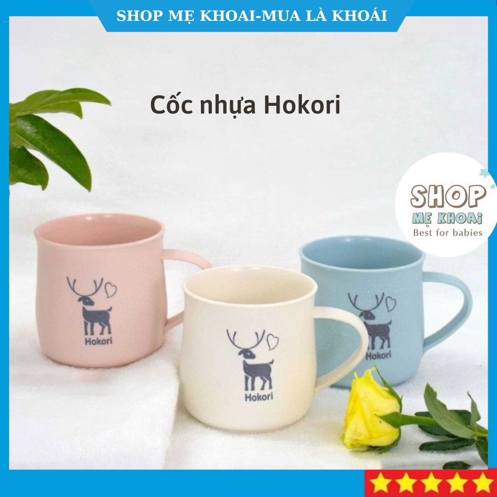 Cốc nhựa, cốc uống nước Hokori 350ml Việt Nhật chịu nhiệt tốt, cốc uống nước màu sắc xinh xắn có tay cầm Shop Mẹ Khoai