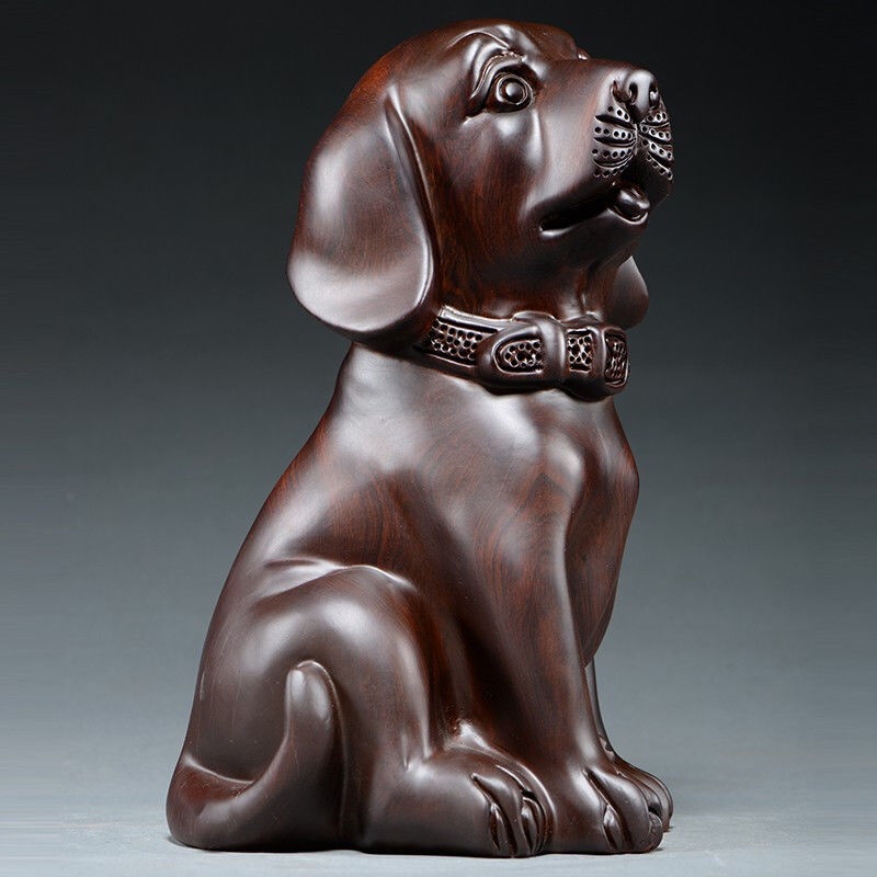 Tượng Gỗ Mun Hình Chú Chó Hoàng Đạo Chạm Khắc Thủ Công Trang Trí Nội Thất Phòng Khách