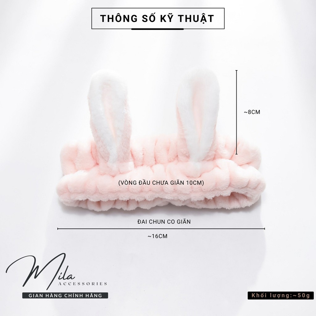 Băng đô rửa mặt tai thỏ nữ cute MILA B103 ❤️SIÊU DỄ THƯƠNG❤️ co giãn mềm mại dễ thương Mila Accessories