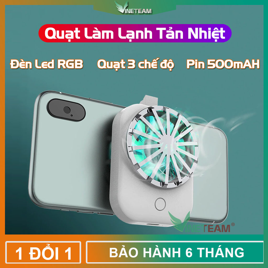 Quạt Tản Nhiệt Cho Điện Thoại Làm Mát Nhanh Có Đèn Led Đổi Màu RGB Cực Mát 7 cánh 3 Chế Độ Quạt 2021 -dc4474