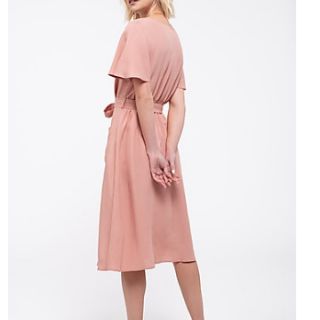 Váy Rayon Hồng Thắt Nơ Eo Xuất Xịn