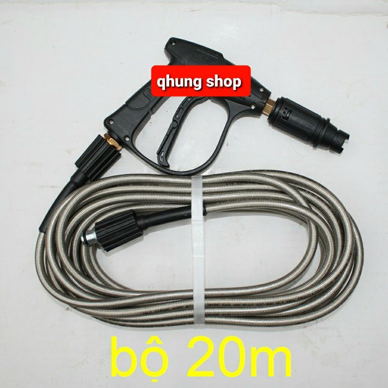 Bộ 10m - 15m - 20M - 30M dây rửa xe áp lực cao và súng xịt ( ren 22mm - 22mm )