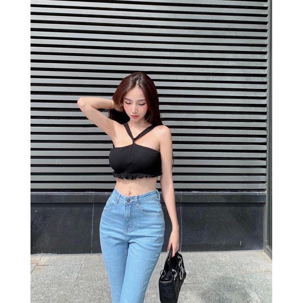 Áo Croptop Cổ Yếm Lai Bèo YA140191