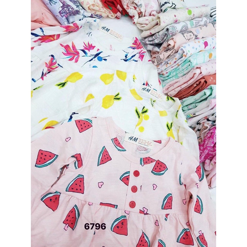 VÁY COTTON HM DÀI TAY SIZE 2/3-7/8 TUỔI