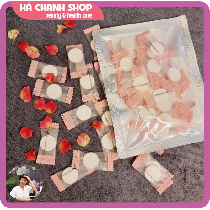 Mặt Nạ Màng Lụa Siêu Mỏng Gói 50 Viên Mặt Nạ Nén Viên Kẹo Đắp Lotion Tiện Dụng Sử Dụng Cùng Nước Hoa Hồng Toner Serum