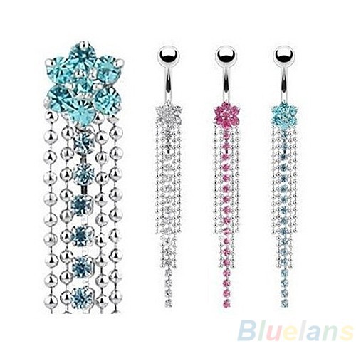 Khuyên xỏ rốn đính đá thiết kế tua rua thời trang