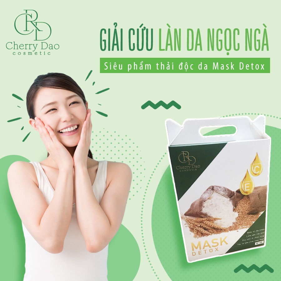 Mặt Nạ CRD Cherry Đào Thải Độc Trà Xanh Cám Gạo 150Gr