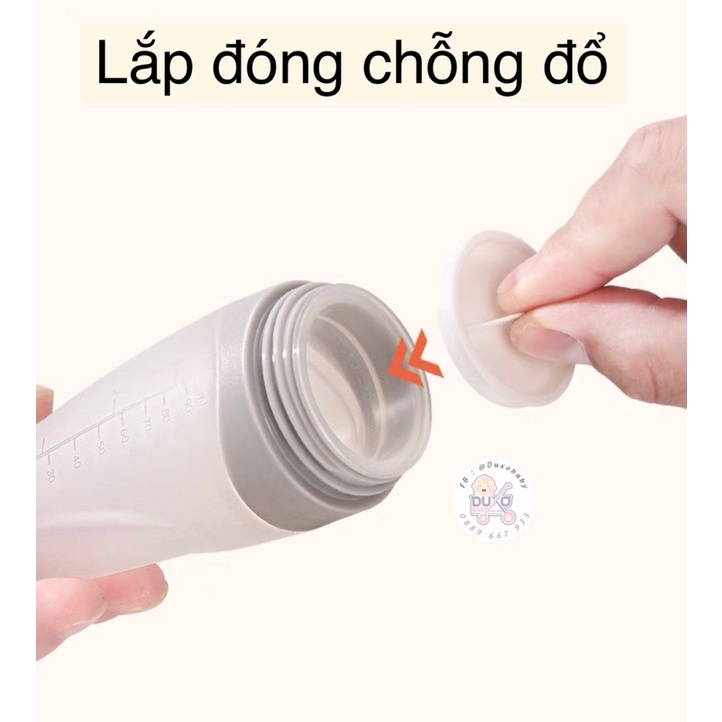 Bình ăn dặm cho bé chống đổ . Bình thìa silicon cho bé ăn dặm