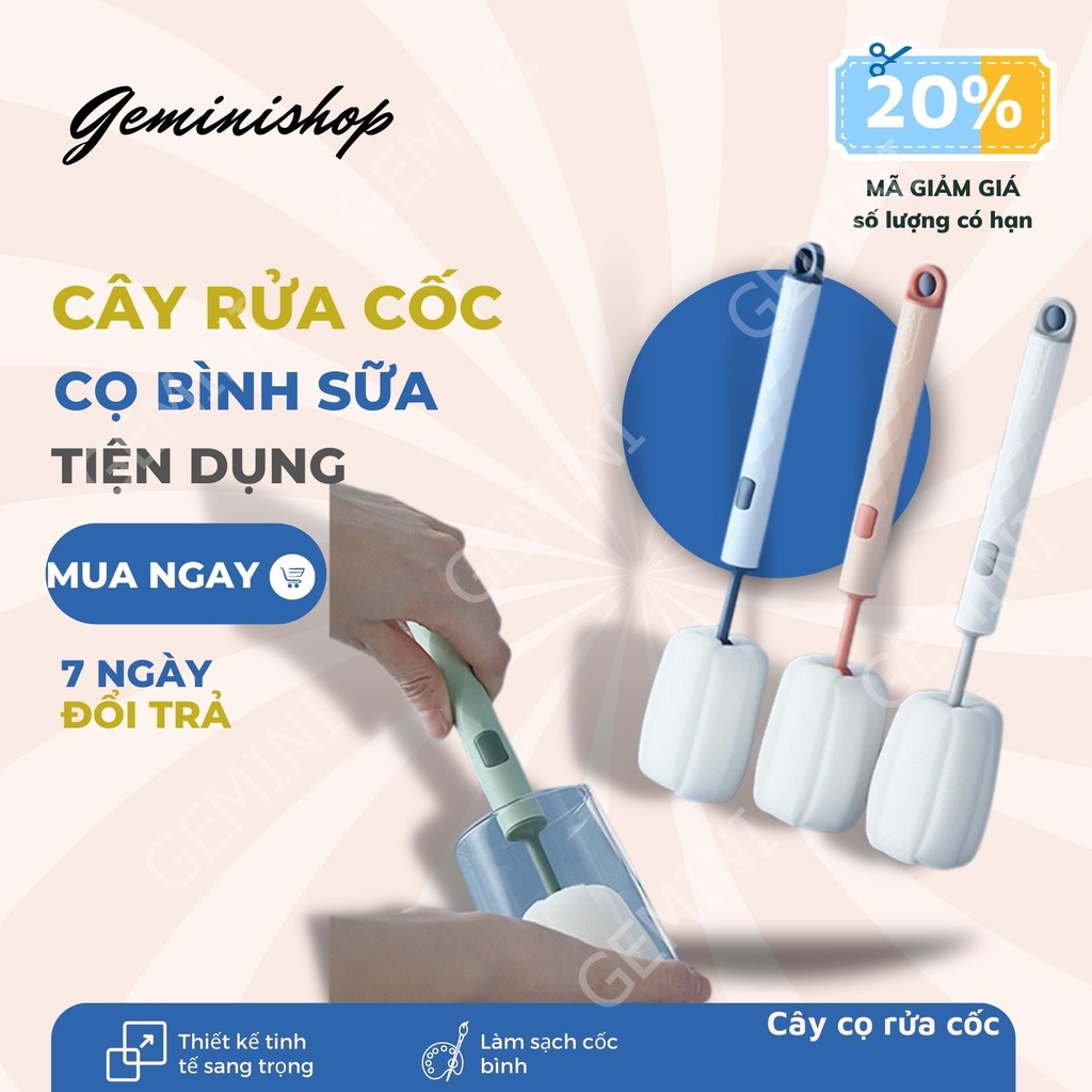 Cây Rửa Cốc Que Cọ Bình Sữa Rẻ bằng bọt biển có thể tháo rời RY177 GEMINI SHOP
