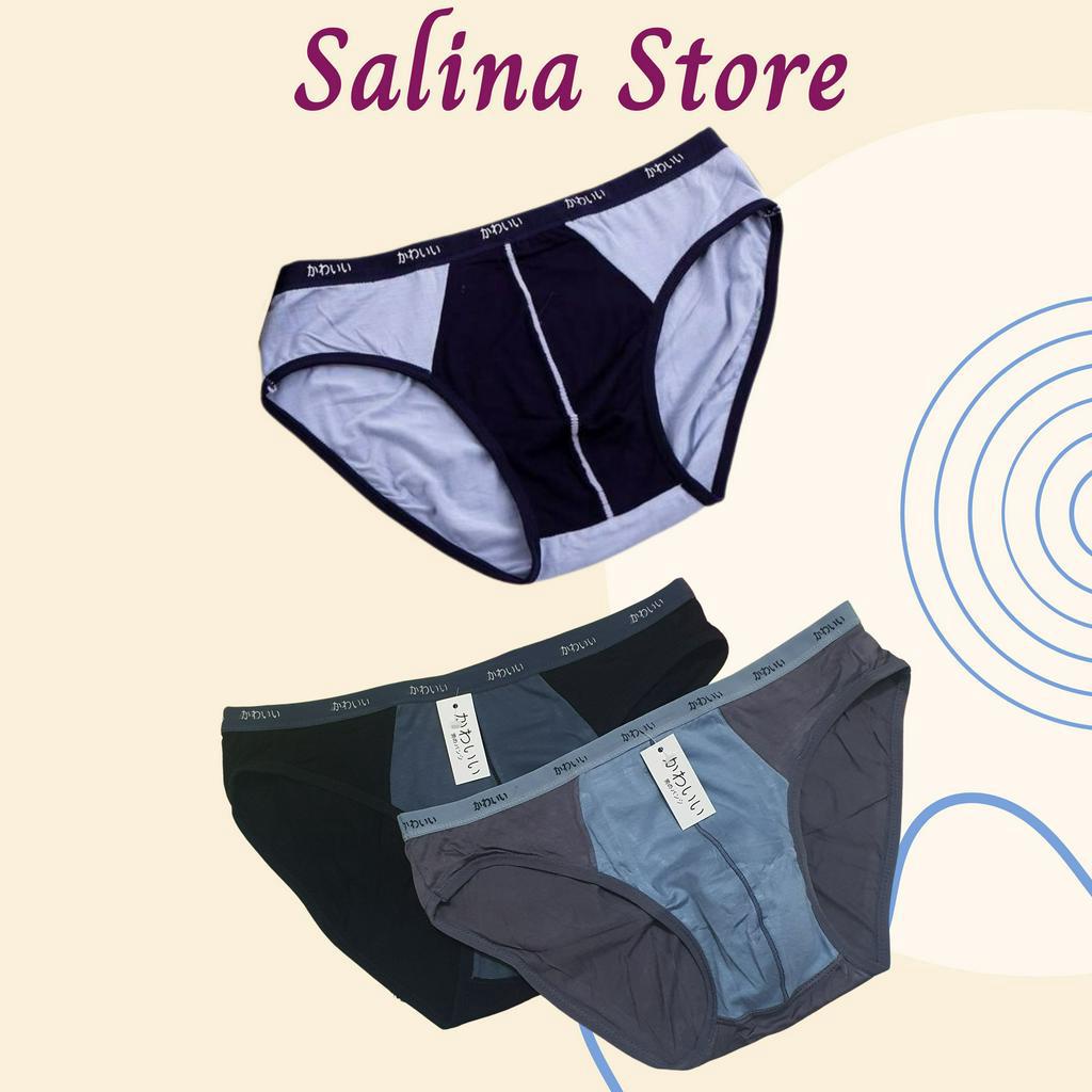 Combo 3 quần sịp tam giác nam túi zíp bạc xuất nhật, quần lót chéo nam cotton cao cấp SALINA STORE