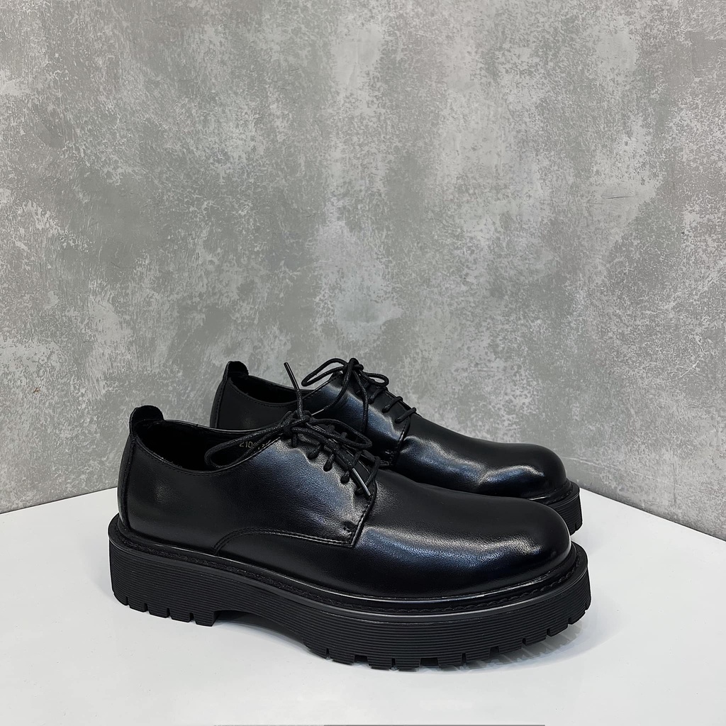Giày da đen nhám basic - 86002