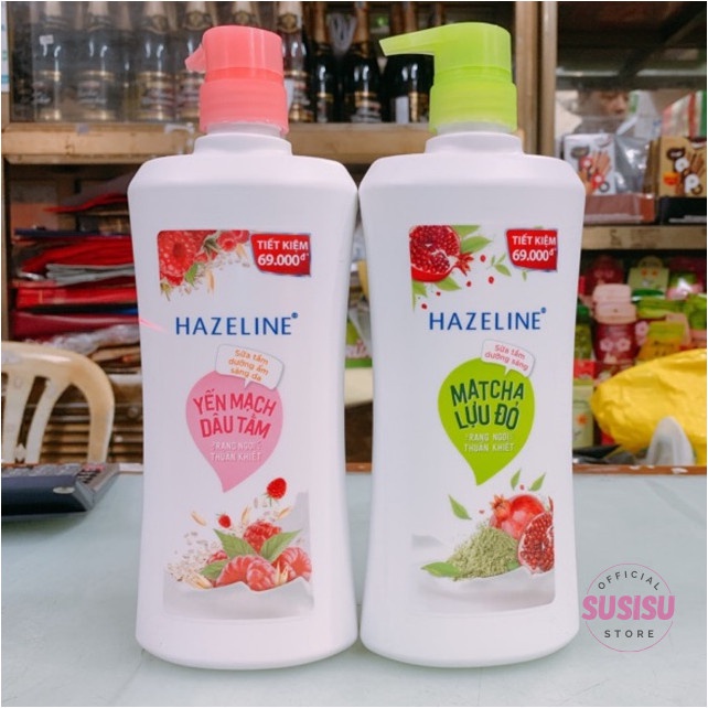 Sữa tắm trắng da HAZELINE Yến Mạch Dâu Tằm 670g |Sữa tắm nữ HAZELINE Matcha Lựu Đỏ |Cam cherry