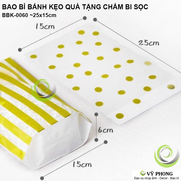 SET 50 TÚI NHỰA CHẤM BI,SỌC VÀNG BẮC ÂU ĐỰNG BÁNH KẸO QUÀ TẶNG CÁC DỊP LỄ TẾT NOEL GIÁNG SINH BBK-0060