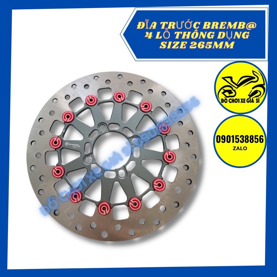 Đĩa trước Brembô 4 lỗ thông dụng size 265mm