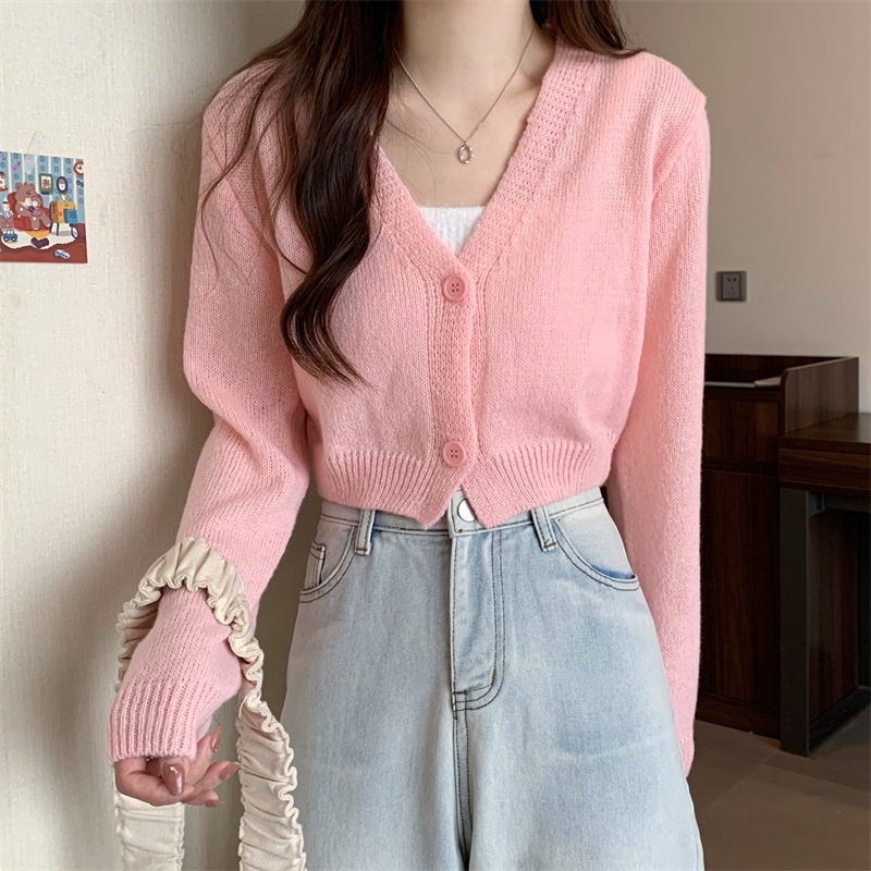 Áo Khoác cardigan Dệt Kim Màu Kẹo Bạc Hà Xanh Bạc Hà Mới Cho Nữ