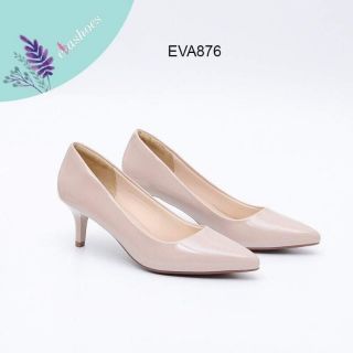 Giày cao gót Evashoes EVA876, da nano bóng đẹp. siz 37,  kem hồng, cao 5cm đế đúc cao su nhiệt dẻo. Kiểu dáng thanh lich