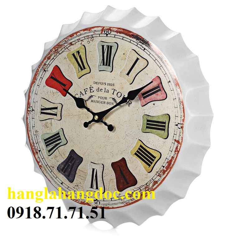 Đồng hồ nắp ve 35cm treo tường phong cách vintage, trang trí độc lạ