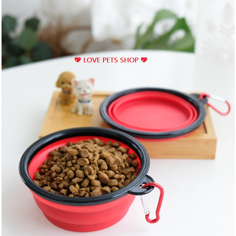 CHÉN ĂN CHO CHÓ MÈO ĐI DU LỊCH, BÁT ĂN DI ĐỘNG CHO THÚ CƯNG (SIZE NHỎ: 13CM) &quot;MẪU MỚI&quot; - LOVE PETS SHOP