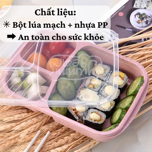 [SALE] Hộp đựng cơm 🔥 Hộp cơm lúa mạch văn phòng 3 ngăn cao cấp nắp trong suốt dùng được trong lò vi sóng | BigBuy360 - bigbuy360.vn