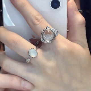 Nhẫn Bạc Đính Đá Opal Đơn Giản Cho Nữ