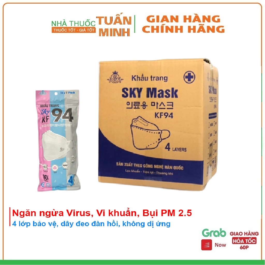 1 Thùng 300 chiếc Khẩu Trang  KF94 V - MASK  - 4 Lớp - Chống Bụi Mịn Và Kháng Khuẩn Hàng Cao Cấp