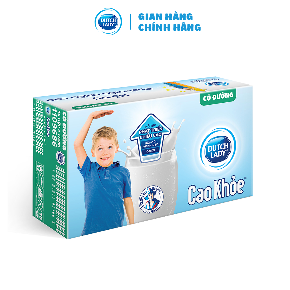 Thùng 48 Hộp Sữa Uống Dutch Lady Cô Gái Hà Lan Cao Khỏe Có Đường (48x170ml)