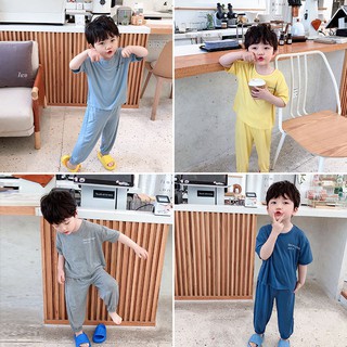 [LOẠI 1] Bộ Cộc Tay Quần Dài Chất Thun Lạnh Minky Mom In Chữ Kiểu Dáng Alibaba Cho Bé Namkidshop (QATE313)